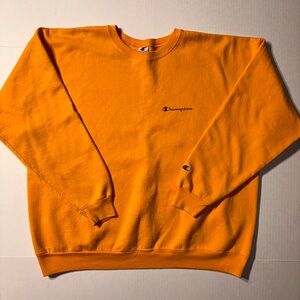 Vtg Champion Embroidered Logo 90’s Y2K Yellow Pullover Crewneck Sweatshirt XL